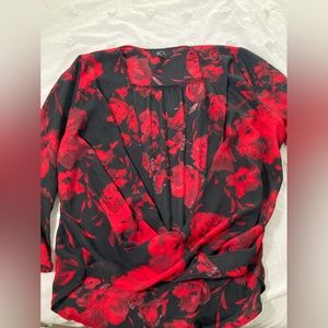 Floral red blouse